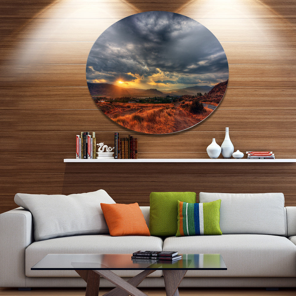 Beautiful Sunrise In Osoyoos, Landscape Art Disc Metal Artwork, 23"