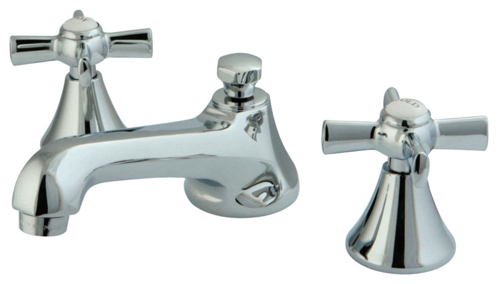 Kingston Brass Widespread Bathroom Faucet With Brass Pop-Up, Polished Chrome
