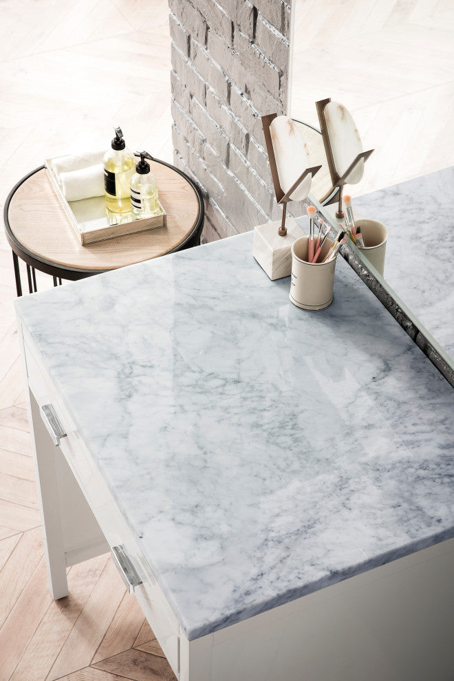 Addison 30" Freestanding Countertop Unit, Glossy White,  Carrara Marble Top