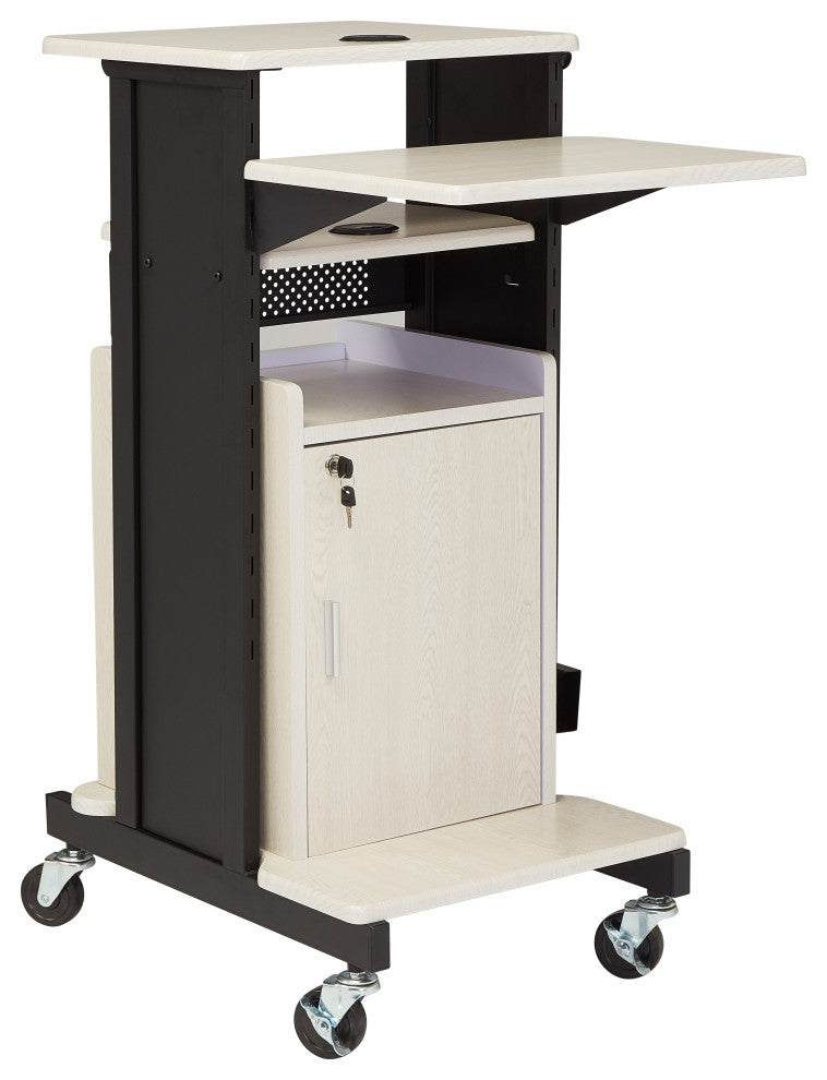 Oklahoma Sound PRC Series Metal Premium Plus Presentation Cart in Ivory/Black