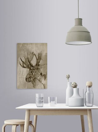 "Startled Moose" Painting Print on Wrapped Canvas, 16"x24"