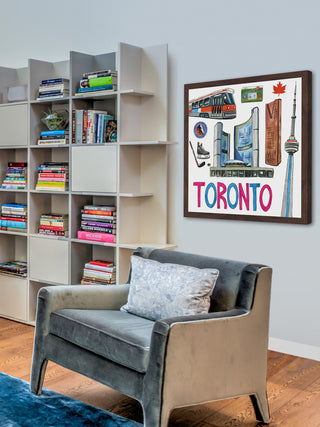 "Toronto Entertainment" Framed Painting Print , 18x18