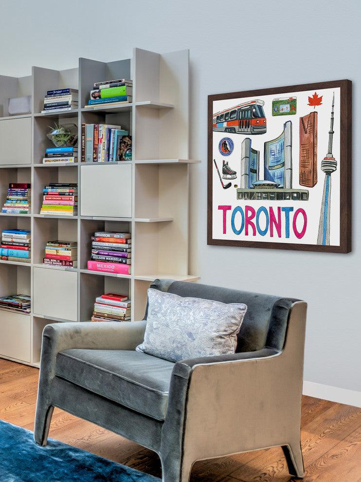 "Toronto Entertainment" Framed Painting Print , 18x18