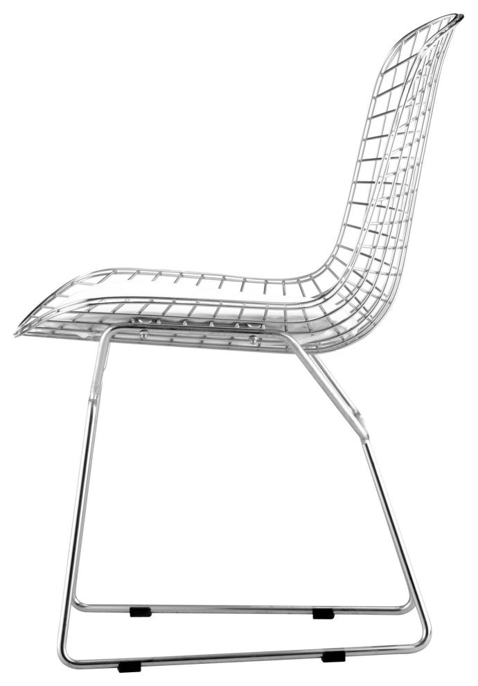 Dining Chair, Set of 2, Steel Metal, Chrome, Mid Century Bar Kitchen Pub Bistro