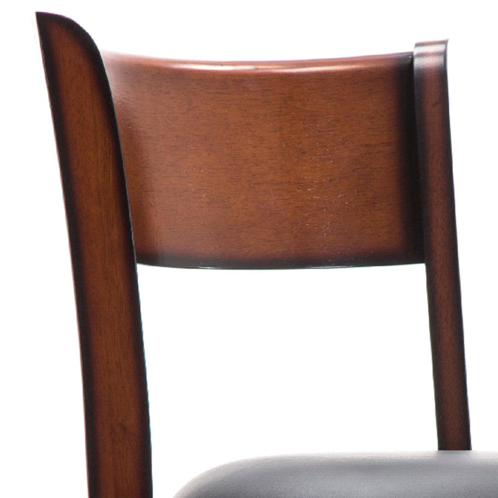 Benzara BM274338 Swivel Bar Stool, Solid Wood & Rich Bonded Leather, Brown