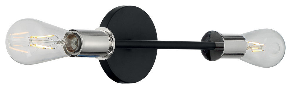 Ryder Two Light Vanity, Black / Polished Nickel