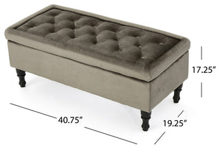 GDF Studio Constance Tufted Top Fabric Storage Ottoman, Gray