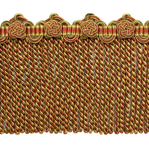 Bullion fringe Trim with Scroll & Rosette Header, Color# LX07 [Sold By The Yard]