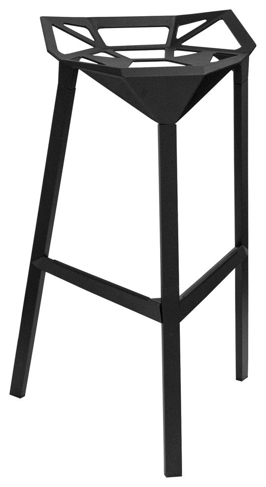 Mod Made Geometric Aluminum Modern Barstool, Set of 2, Black