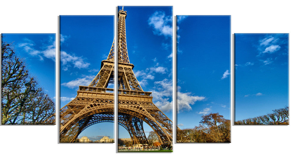 Beautiful Winter Day in Paris, Blue, Extra Large Canvas Print, 60"x32", 5 Panels