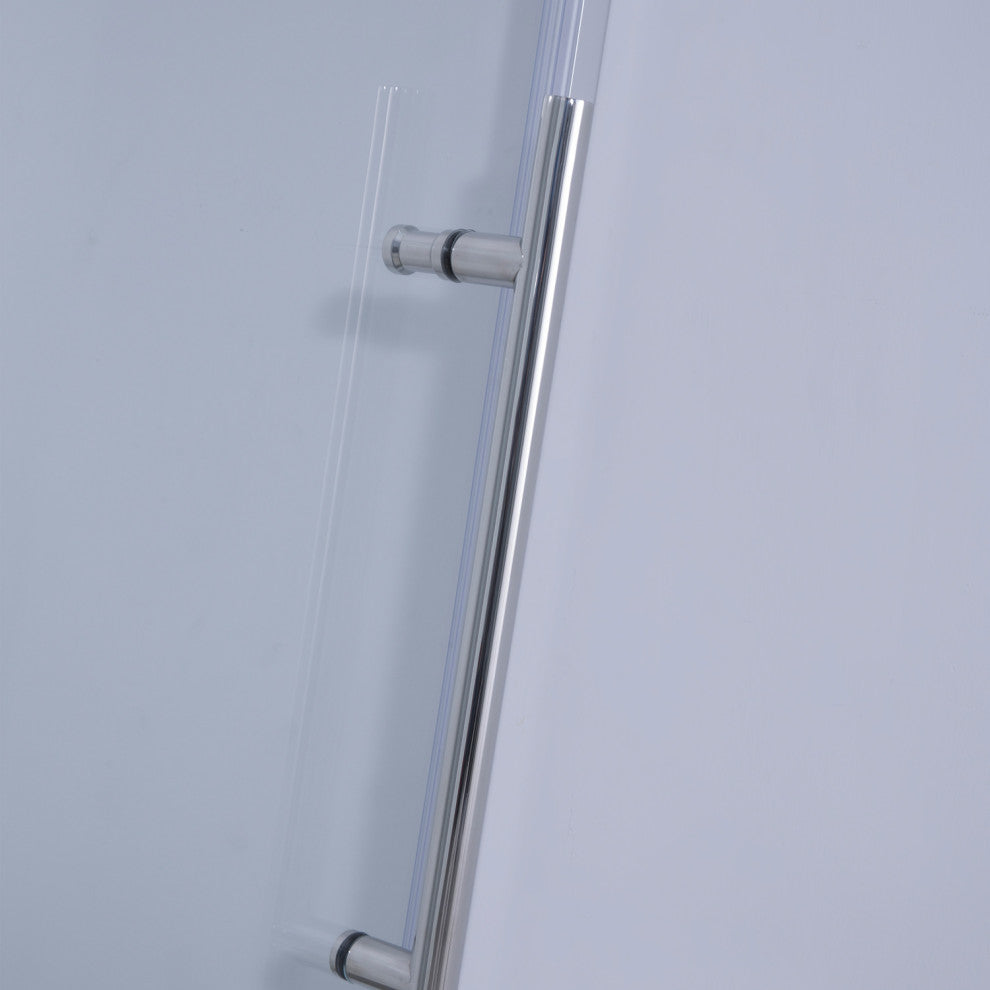 Massa Single Sliding Frameless Shower Door, Polished Chrome, 60"x76"