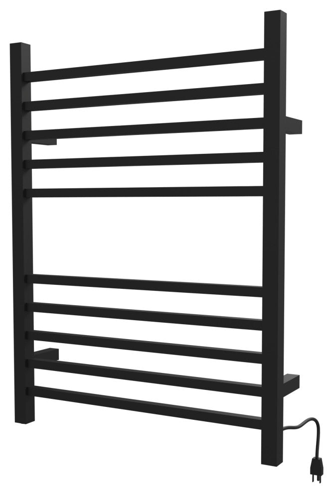 Radiant Square Hardwired plug in combo Towel Warmer, Matte Black