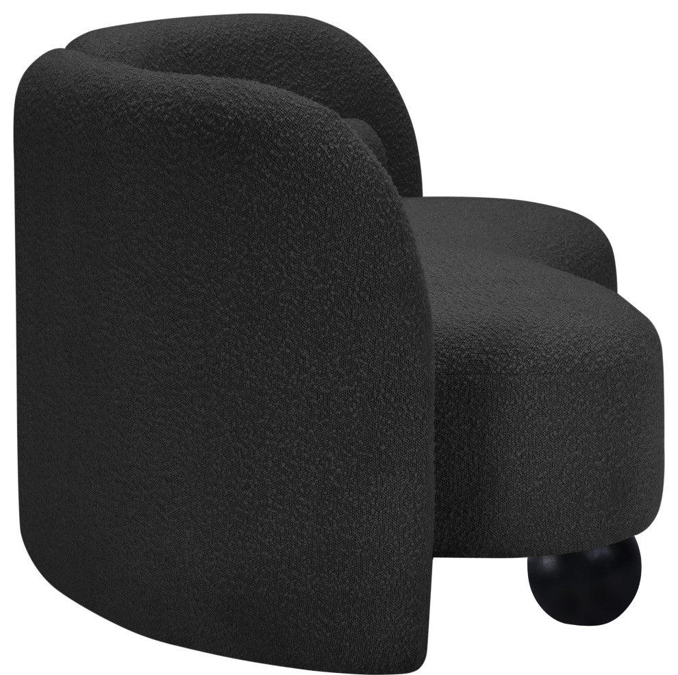 Daphne Upholstered Chair/Loveseat/Sofa, Black, Boucle Fabric, Sofa