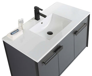 Oakville Wall Mount Bathroom Vanity, Onix Grey, 48", Black Hardware
