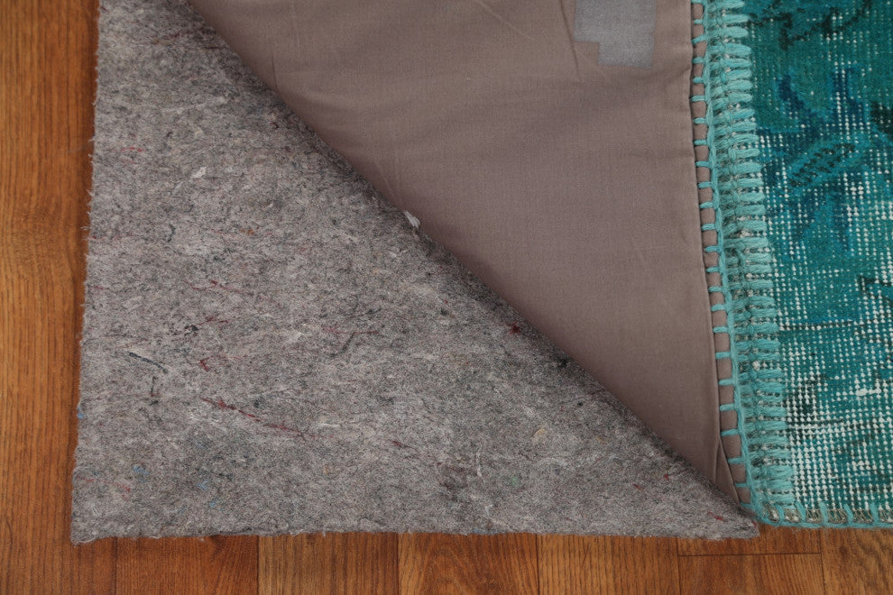 Green Over-dyed Patchwork Turkish Area Rug Hand-tufted Wool Carpet 7x10