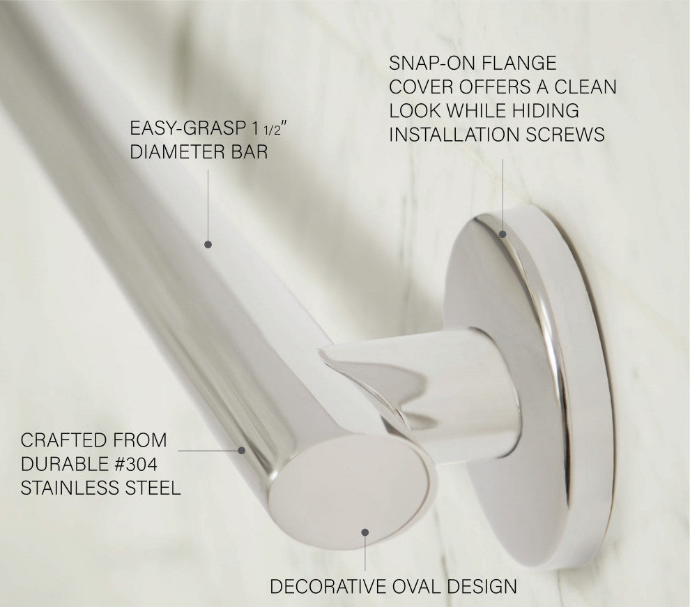 Coronado Oval Designer Shower Grab Bar, Polished, 42"