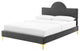 Platform Bed Frame, King Size, Charcoal Gray, Velvet, Modern, Guest Suite