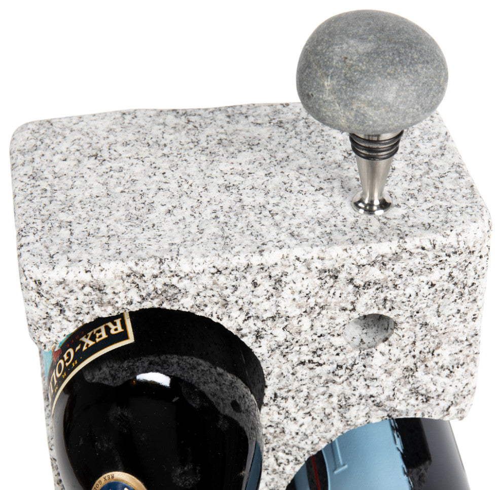 3 Bottle Granite Wine Rack with Wine Stopper