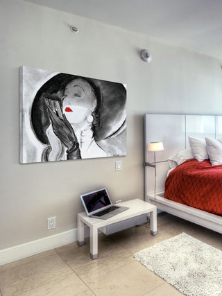 "Hat Lady 1" Painting Print on Wrapped Canvas