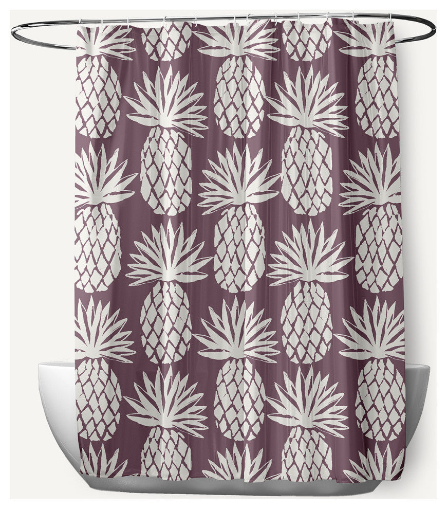 Pineapple Pattern Dusty Purple 70" w x 73" h Shower Curtain
