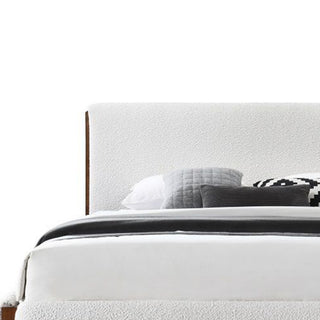 Acme Sandro Queen Bed White Boucle/Walnut Finish
