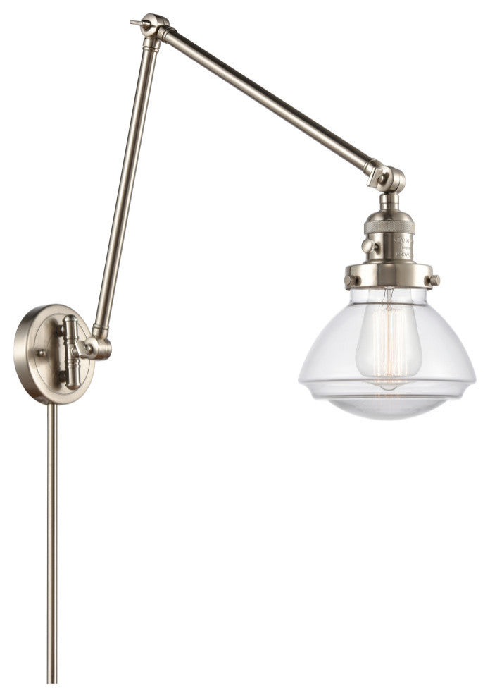 Olean 1-Light Swing Arm, Brushed Satin Nickel, Clear
