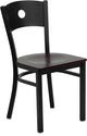 Black Circle Back Metal Restaurant Chair, Mahogany Wood Seat