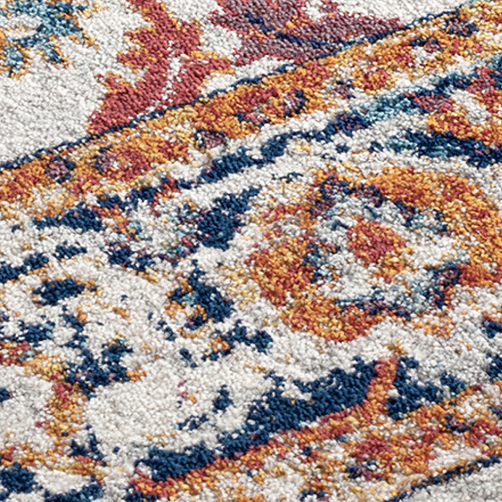Alessana Cochise Bordered Area Rug, Orange, 2'6"x10'3"