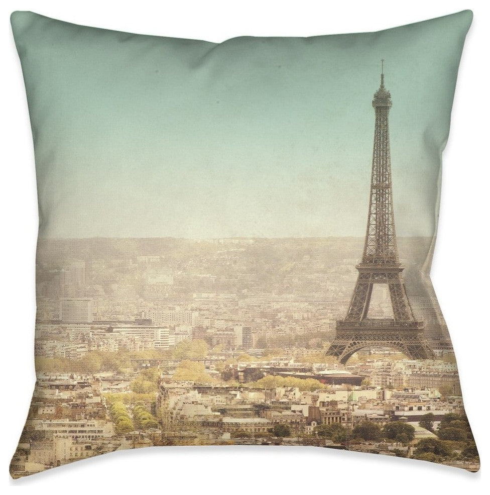 Laural Home Eiffel Tower Landscape 18" X 18" Indoor Decorative Pillow