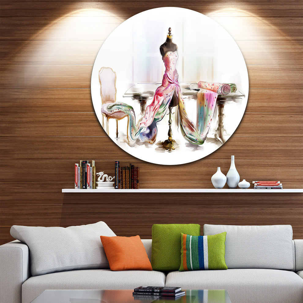 Dressed Tabletop Mannequin, Digital Art Round Wall Art, 11"