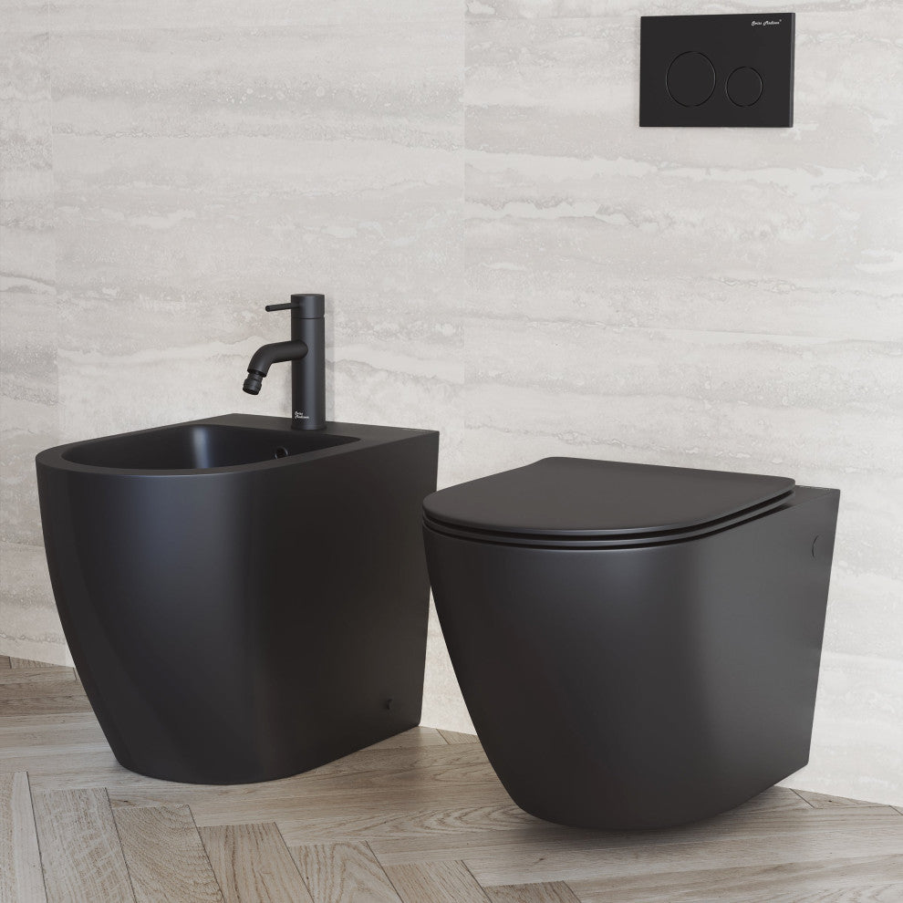 St. Tropez Wall-Hung Toilet Bowl Only, Matte Black