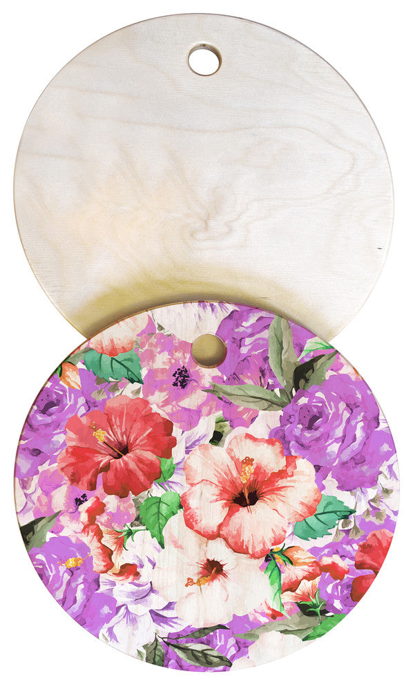 83 Oranges Purple Floral Cutting Board Round