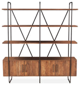 Halden Wide Bookshelf In Pecan Brown