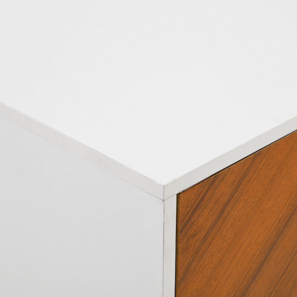 28" Modern Bookmatch Accent Cabinet, Solid White