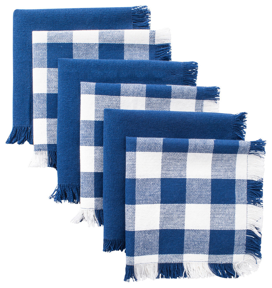 DII Assorted Navy Heavyweight Fringed Dishcloth, Set of 6
