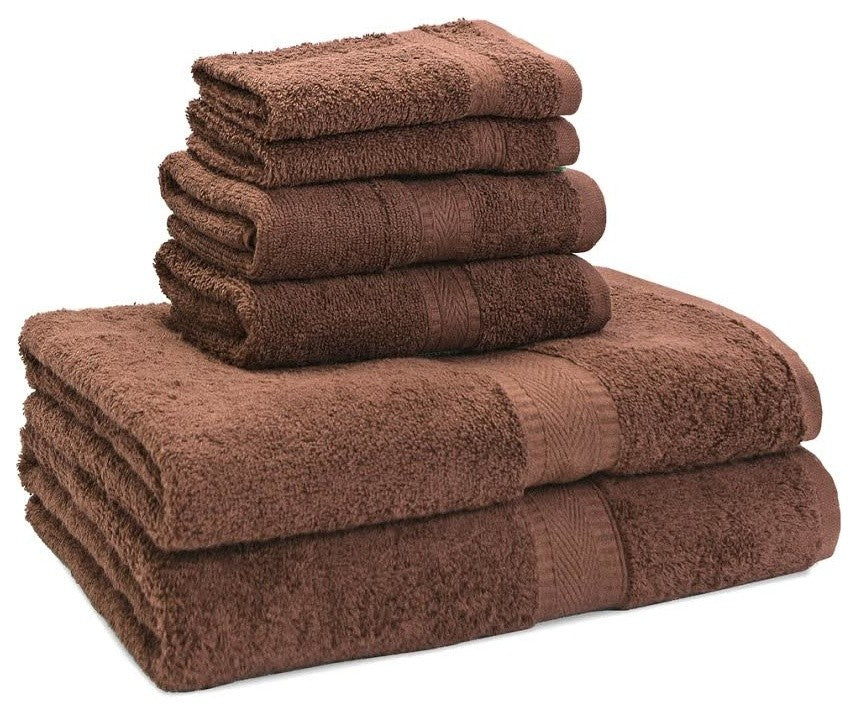 Egyptian Cotton Towel Set, 6 Piece, Taupe