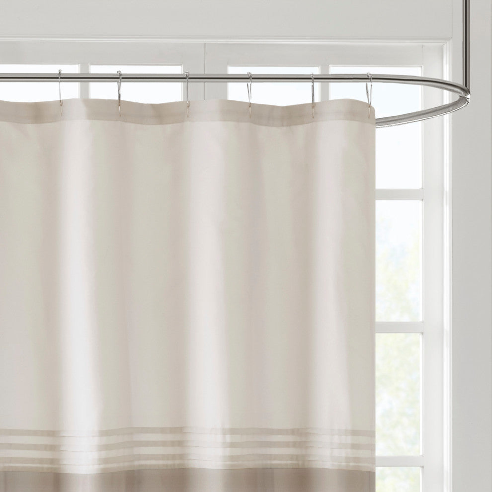 510 Design Ramsey Embroidered Microfiber Shower Curtain, Neutral