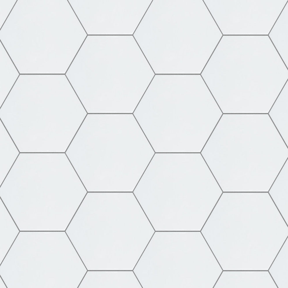 Hextile Ceramic Floor and Wall Tile, Glossy Blanco, 25