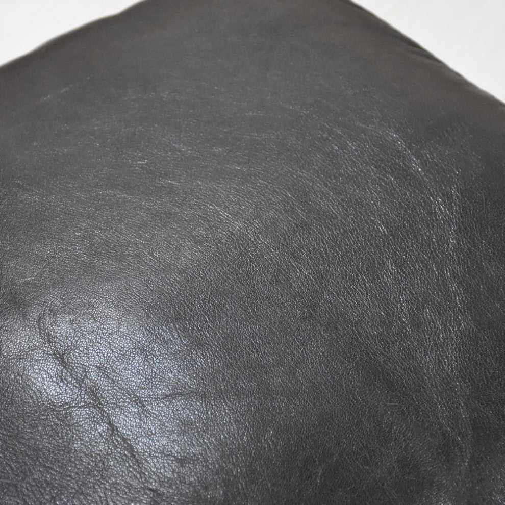 Poufs-Solid Goat Leather Pouf, Handmade (Recycled Cotton Fill), (Square)14x14x14
