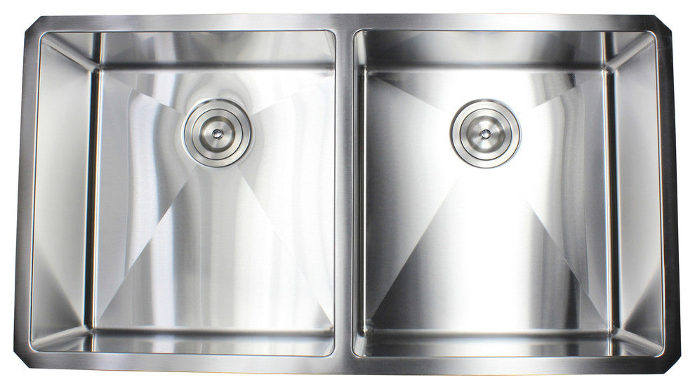 37" 16 Gauge Undermount Double Bowl Stainless Steel Sink package