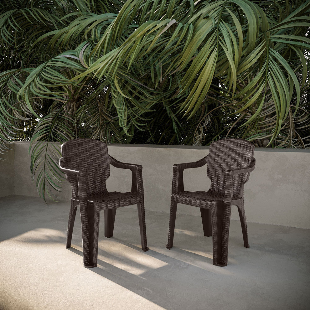 Calista Outdoor Patio Chairs, Set of 2, Brown