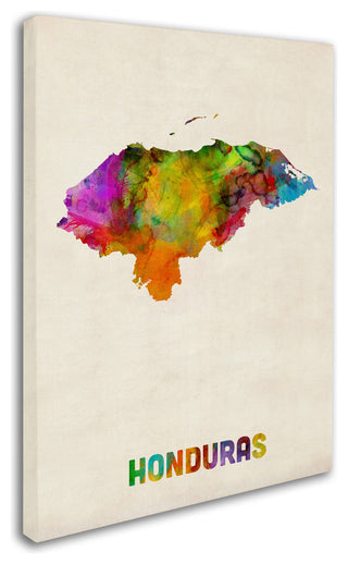 'Honduras Watercolor Map' Canvas Art by Michael Tompsett