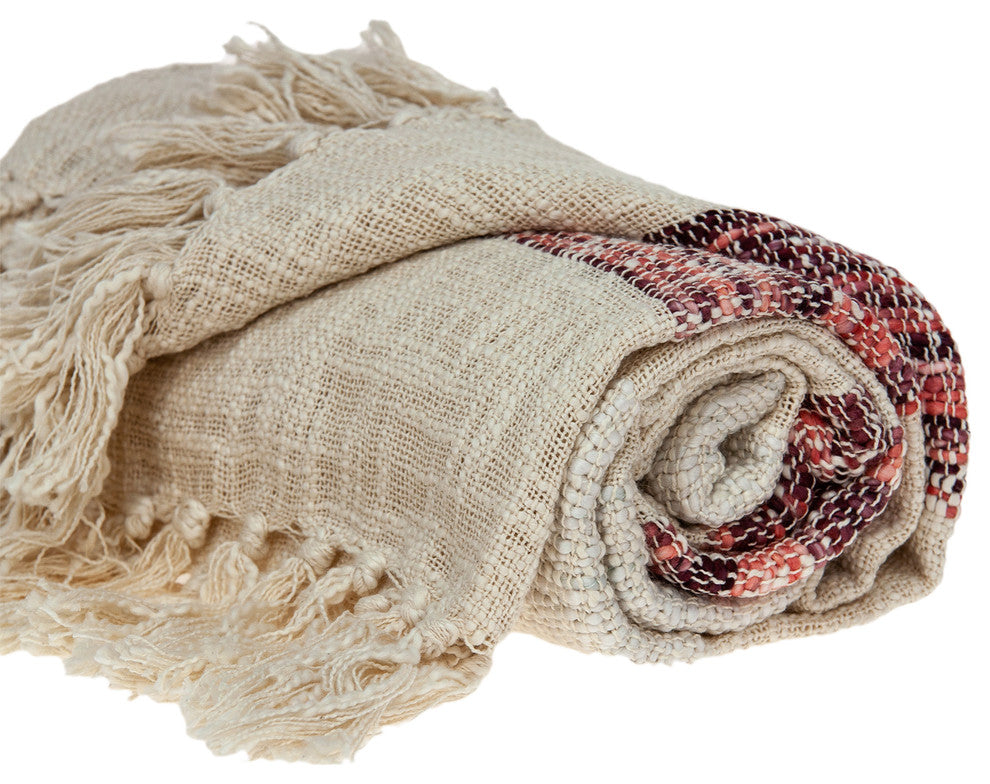 Meena Transitional Multicolored Handloomed 52"x67" Cotton, Throw