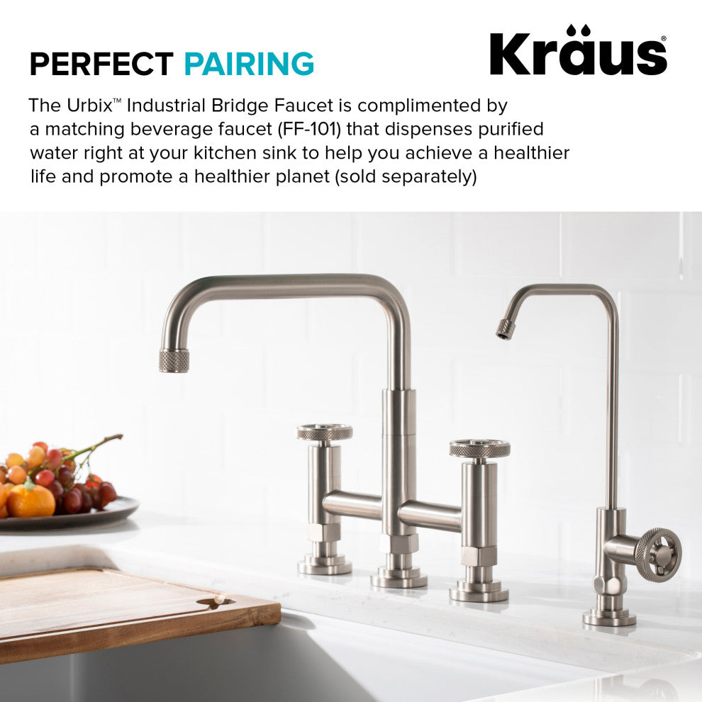 Urbix Bridge Kitchen Faucet, Spot Free Stainless Steel