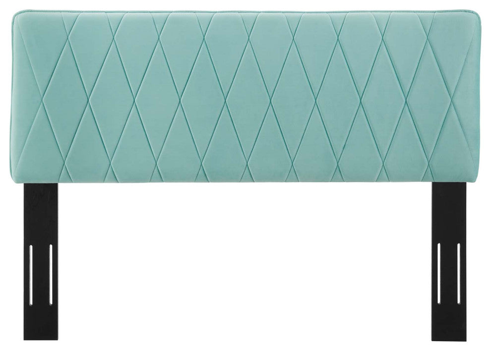 Headboard, King Size, Velvet, Blue, Modern Contemporary, Bedroom Master Suite