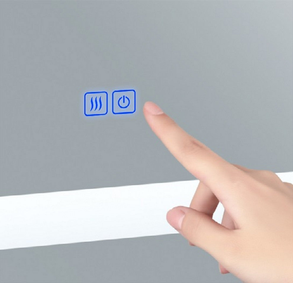 Abigail Rectangle Matte White LED 30 in. Mirror From our Abigail Collection