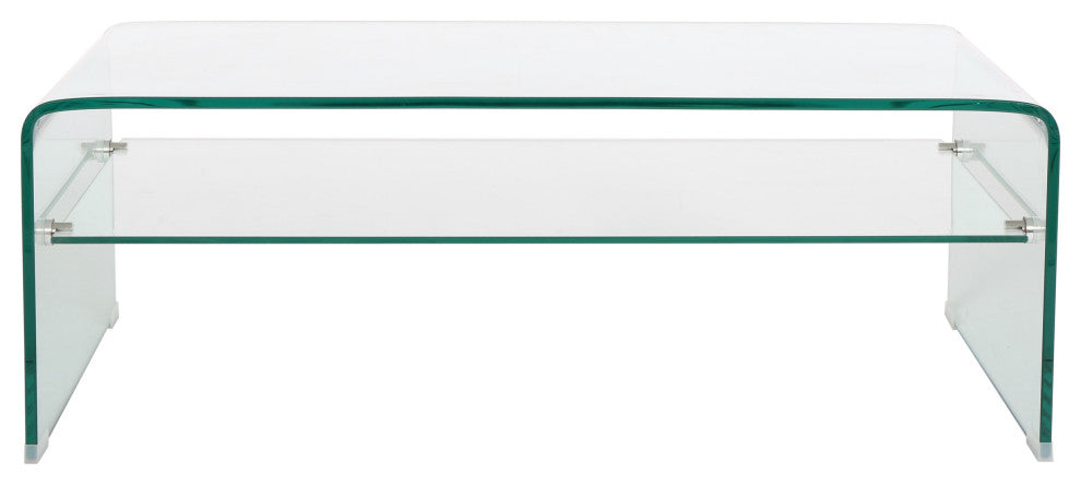 GDF Studio Classon Glass Rectangle Coffee Table With Shelf