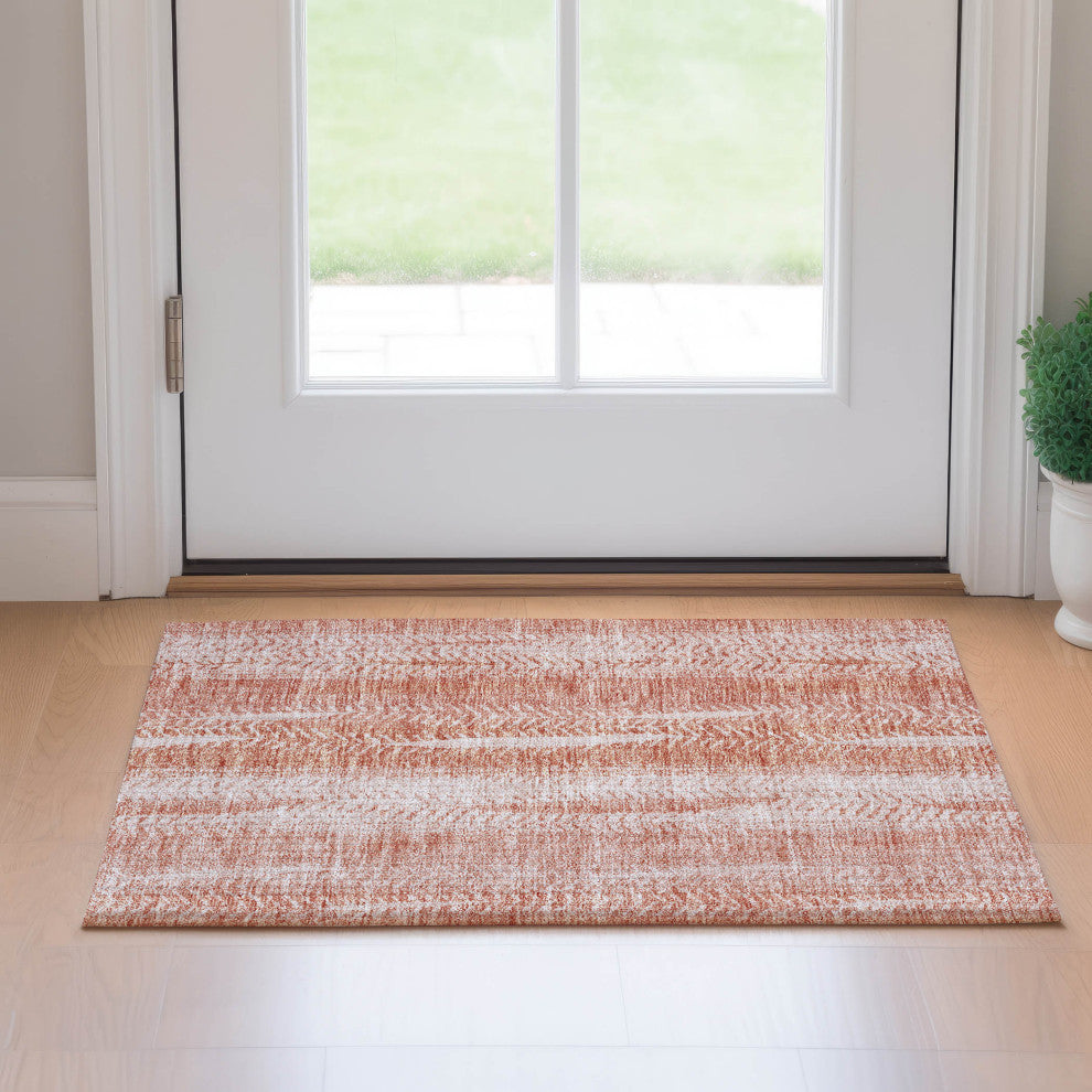Premium Machine Washable Mayfield AMF694 Coral 1'8" x 2'6" Rug