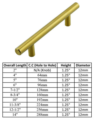 Satin Brass Gold Handle Pull 8-7/8" (224mm) Hole Centers, 11-3/8" Overall Length