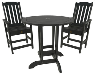 Springville 3-Piece Round Dining Set, Weathered Acorn, Black